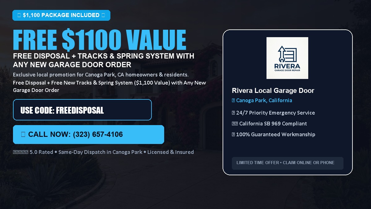 Free Disposal + Free New Tracks & Spring System with Any New Garage Door Order ($1100 Value) in Canoga Park, CA