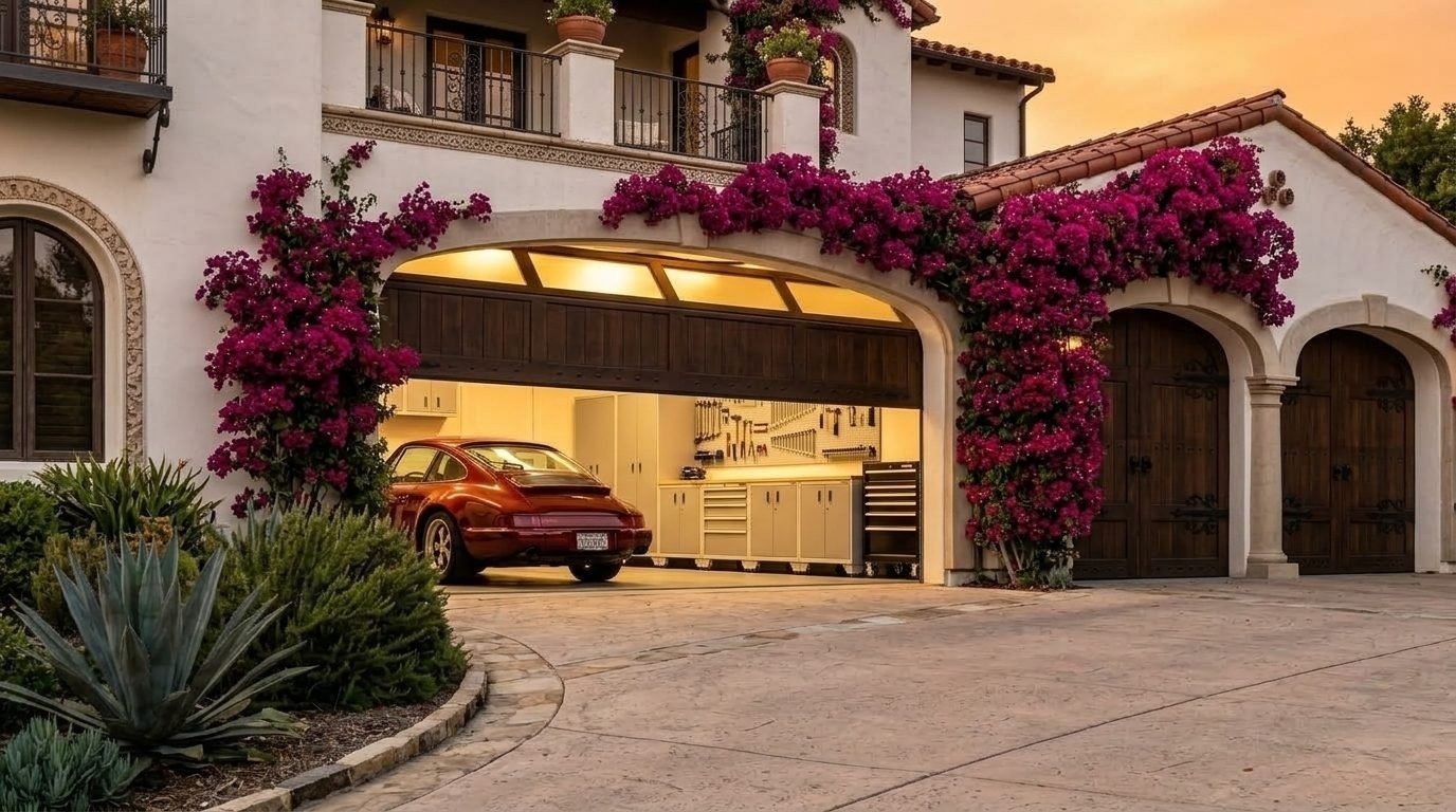 Rivera Local Garage Door Overhead Garage Door Gliding Open in Canoga Park, CA